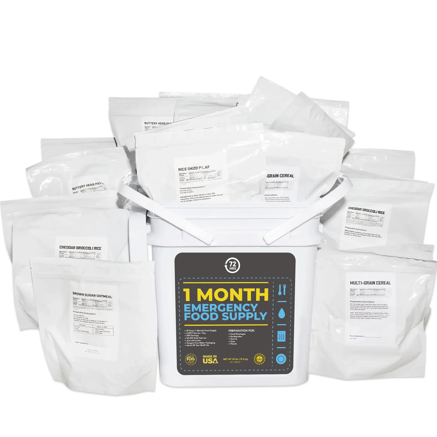 72HRS 180 Day (6 Months) 2000 Calories Per Day Emergency Food Supply Survival Food Kit