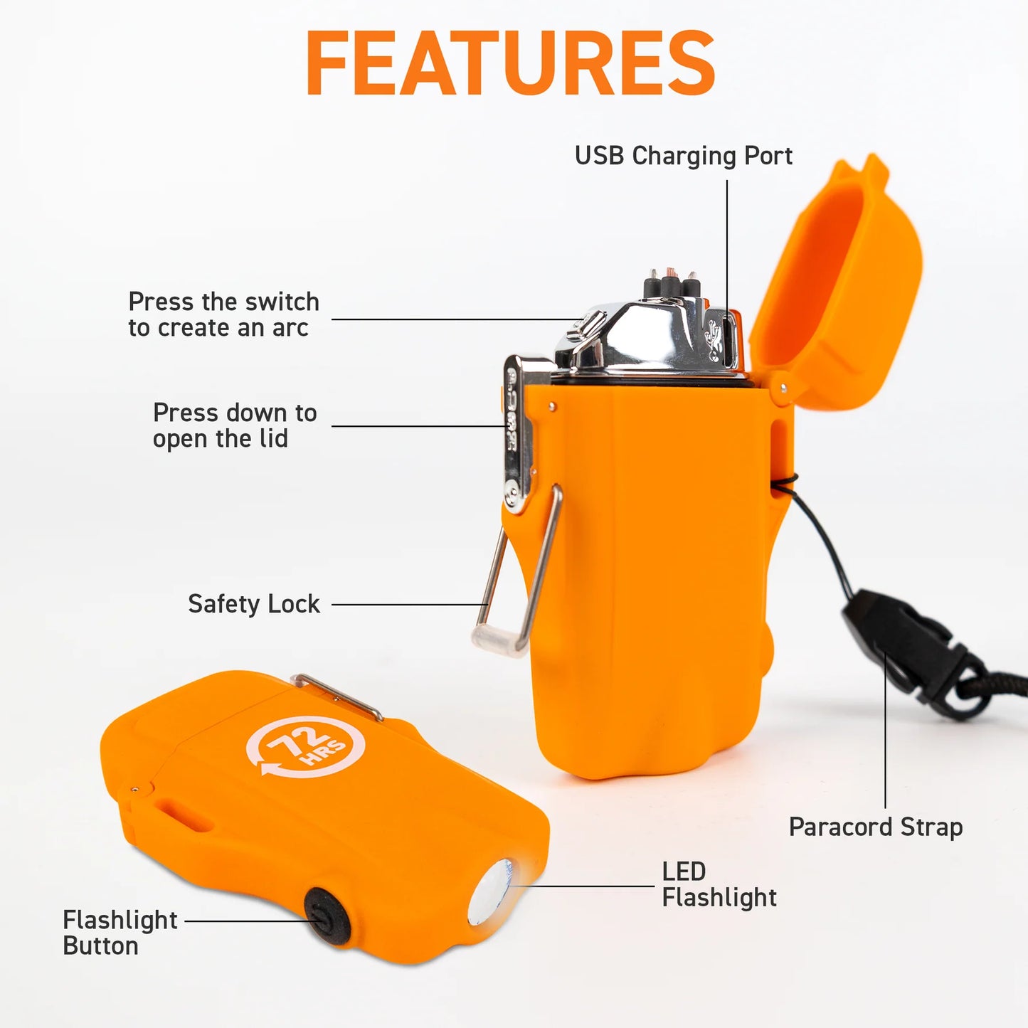 72HRS Electric Lighter - Orange