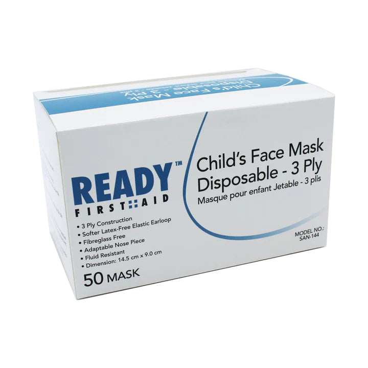 Kids Mask, 3-PLY Earloop Disposable Box Of 50 - Ready First Aid
