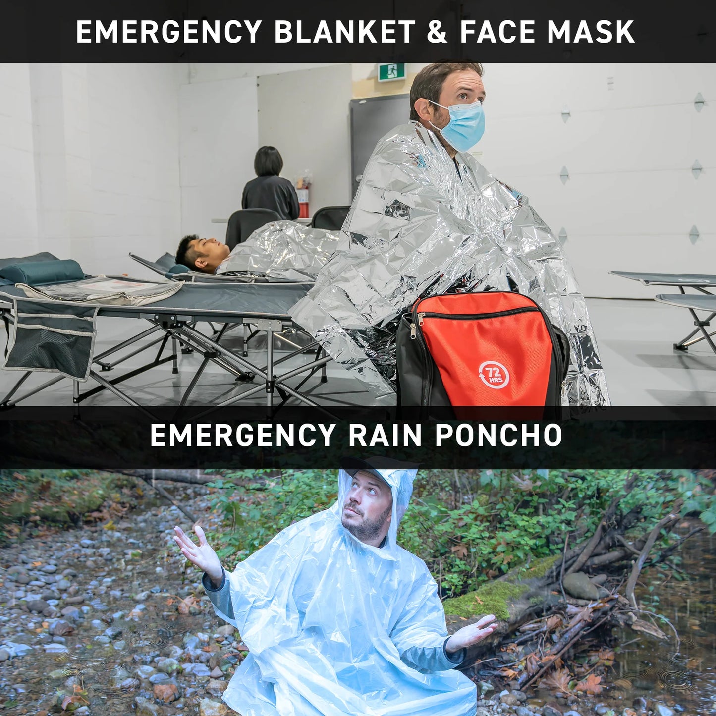 1 Person 72HRS Essential Backpack - Emergency Survival Kit (Red)