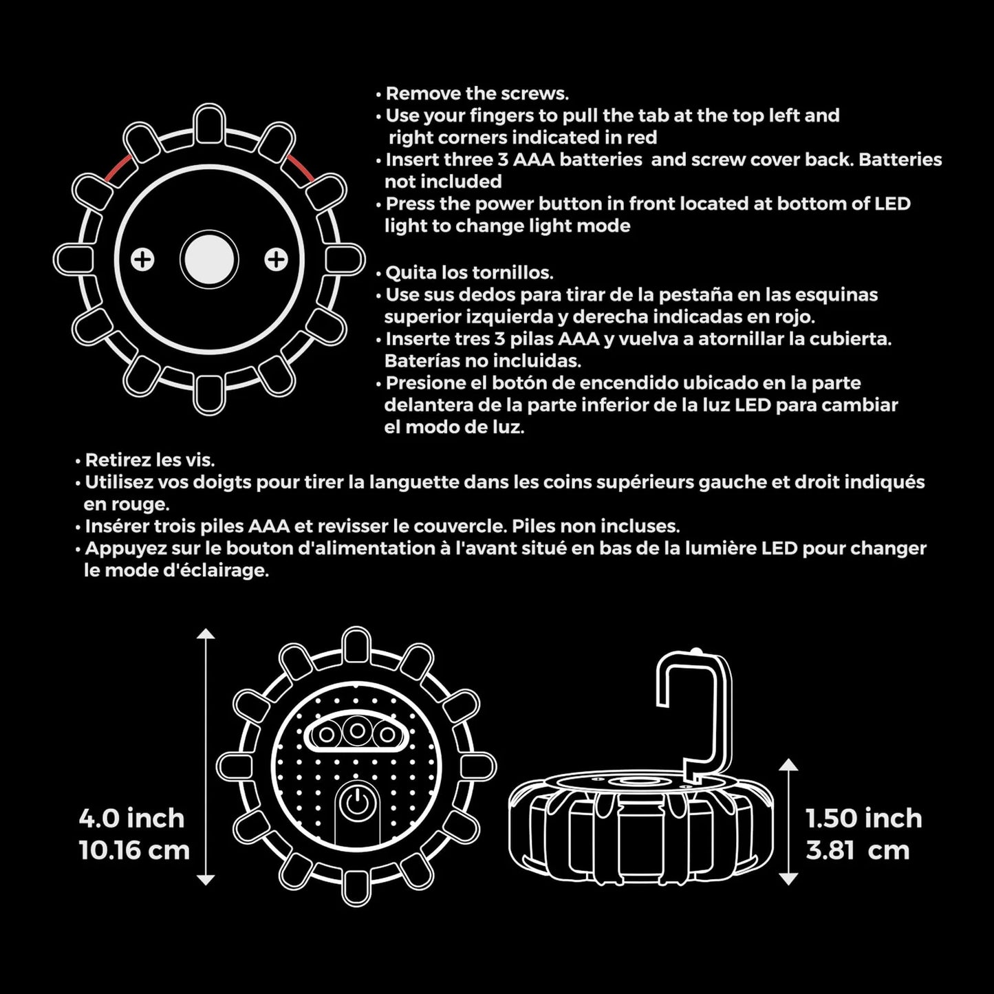 3 Pcs LED Emergency Road Flare with Orange Bag