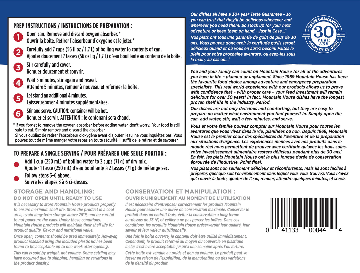 Mountain House Spaghetti with Meat Sauce #10 Can Directions