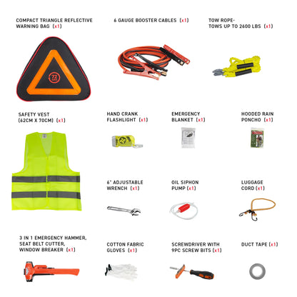Deluxe Triangle Roadside Emergency Kit with Escaping Tool