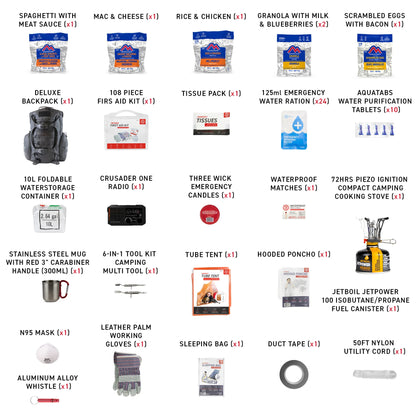 1 Person Tactical Real Meal Emergency Survival Kit With NOAA Weatherband Radio By 72HRS