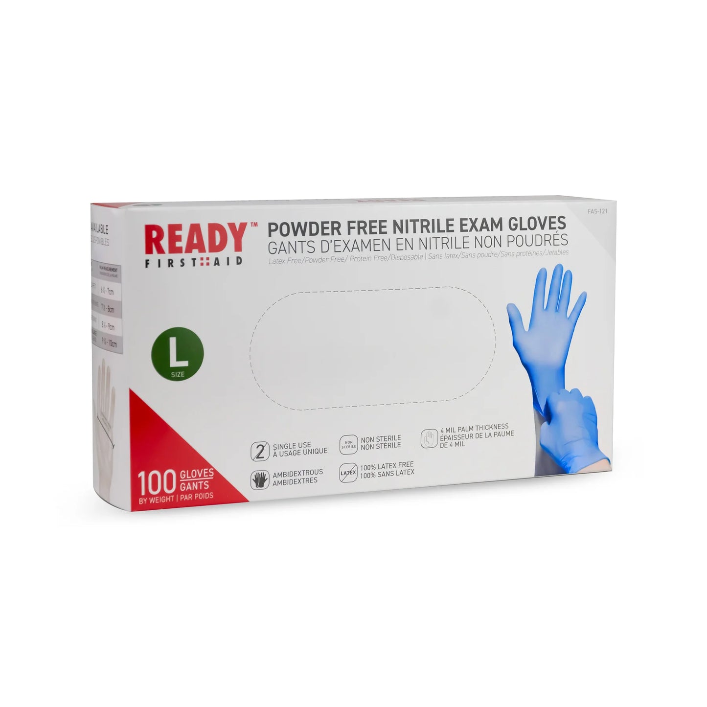 Nitrile Gloves (L), Blue, 4.0 Mil, Box Of 100 Pieces - Ready First Aid™