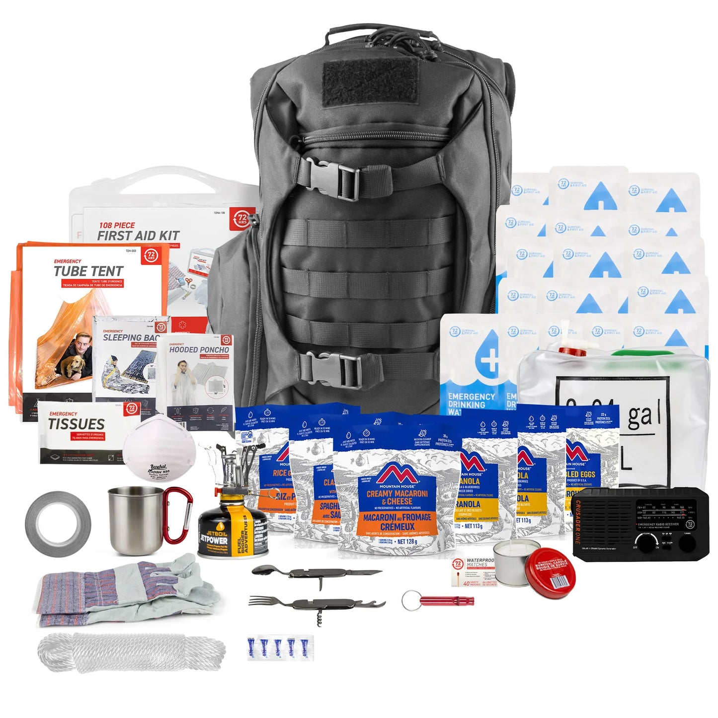 1 Person Tactical Real Meal Emergency Survival Kit With NOAA Weatherband Radio By 72HRS