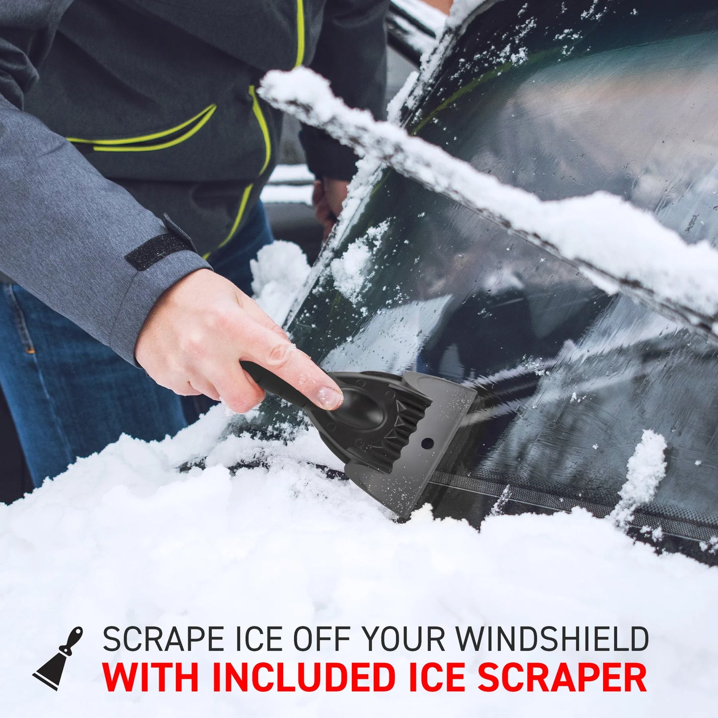 Aluminium snow shovel (110cm long) and snow scraper kit