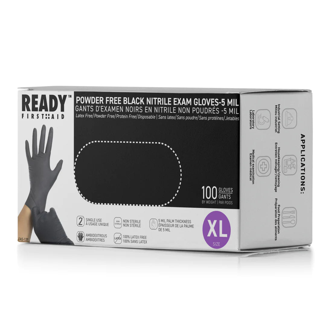 Black Nitrile Gloves (XL), Box Of 100 Pieces, 5.0 Mil - Ready First Aid™