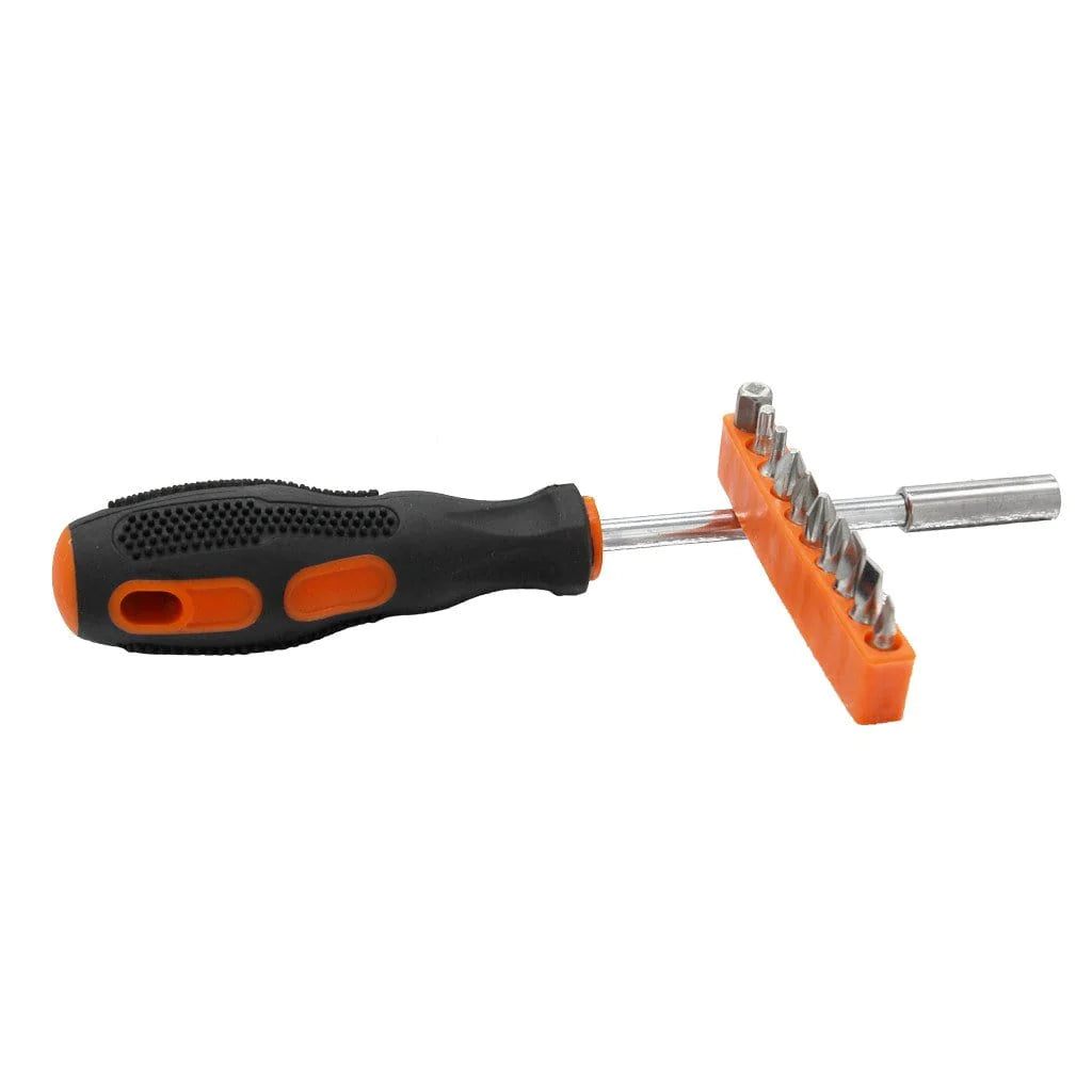 Screwdriver with 9pc screw bits