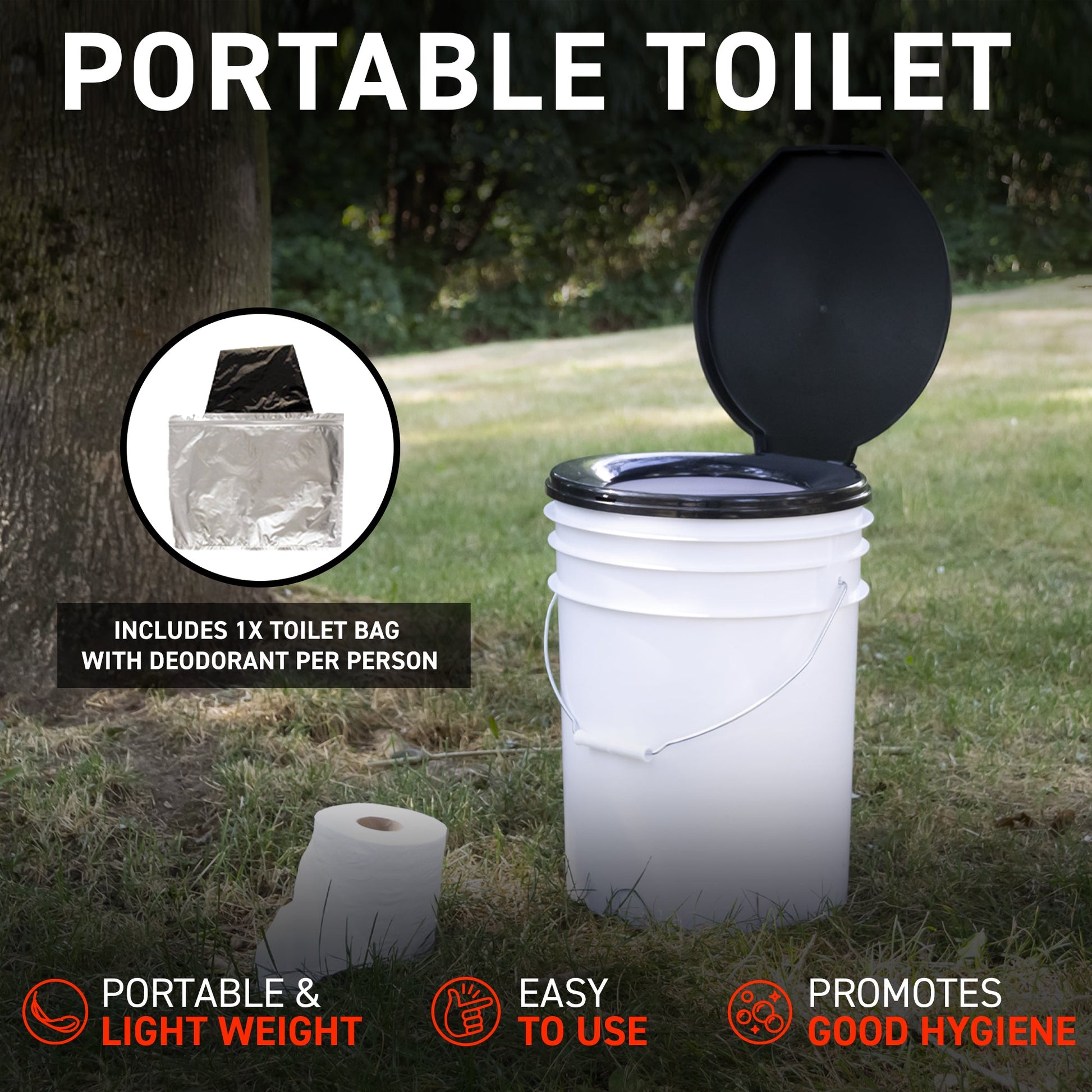 72HRS portable toilet with toilet deodorant bag